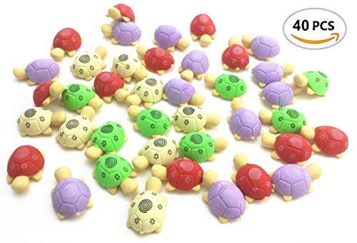 IFfreeYBV 40pcs Stationery Gift Turtle Erasers For Your Kids Students Stationery Prizes.Colors Random.