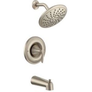 Moen Eva Brushed Nickel Tub and Shower Faucet Trim with Eco-Performance Rainshower, Valve Required, T2233EPBN