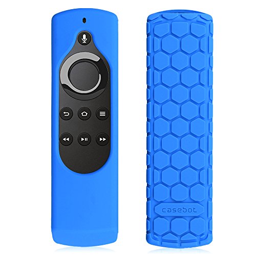 Book Cover Fintie Silicone Case for Fire TV 4K / 2nd Gen Fire TV Stick / Fire TV Cube Voice Remote, Compatible with Echo / Echo Dot Alexa Voice Remote - Honey Comb Series [Anti Slip] Shock Proof Cover, Blue