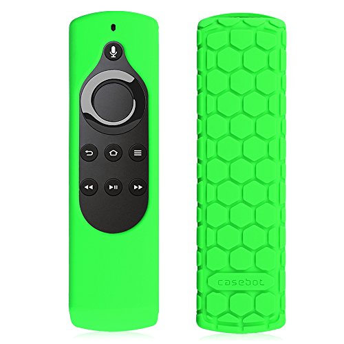 Book Cover Fintie Silicone Case for Fire TV 4K / 2nd Gen Fire TV Stick / Fire TV Cube Voice Remote, Compatible with Echo / Echo Dot Alexa Voice Remote - Honey Comb Series [Anti Slip] Shock Proof Cover, Green