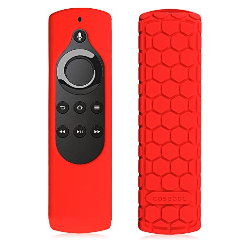 Book Cover Fintie Silicone Case for Fire TV 4K / 2nd Gen Fire TV Stick / Fire TV Cube Voice Remote, Compatible with Echo / Echo Dot Alexa Voice Remote - Honey Comb Series [Anti Slip] Shock Proof Cover, Red