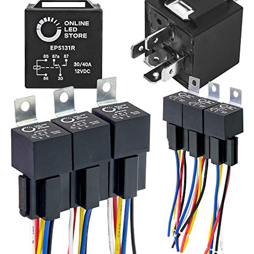 True MODS 6 Pack Bosch Style 5-Pin 12V Relay Kit [Interlocking Harness Socket Holder] [14 AWG Hot Wires] [SPDT] [30/40 Amp] 12 Volt Automotive Relays for Auto Fan Cars