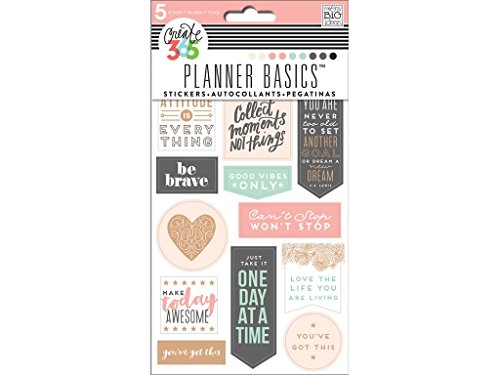 Book Cover me & my BIG ideas Themed Stickers - The Happy Planner Scrapbooking Supplies - Good Vibes Theme - Multi-Color & Rose Gold Foil - Perfect for Scrapbooks & Paper Crafts - 5 Sheets, Over 340 Stickers