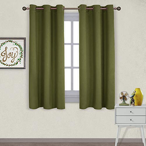 Book Cover NICETOWN Window Decoration Thermal Insulated Solid Grommet Blackout Curtains/Drapes for Living Room on Christmas & Thanksgiving (1 Pair, 42 by 63 inches, Olive Green)