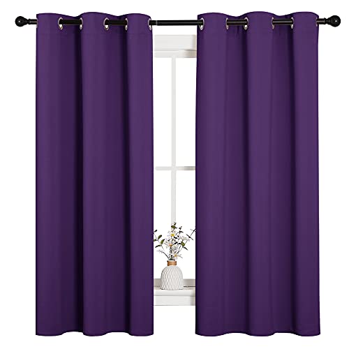 Book Cover NICETOWN Triple Weave Home Decoration Thermal Insulated Solid Ring Top Blackout Curtains/Drapes for Bedroom(Set of 2, 42 x 63 Inch, Royal Purple)
