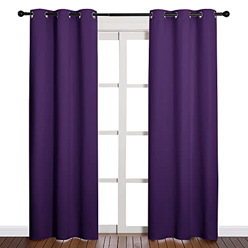 Book Cover NICETOWN Triple Weave Home Decoration Thermal Insulated Solid Ring Top Blackout Curtains/Drapes for Bedroom(Set of 2, 42 x 84 Inch, Royal Purple)