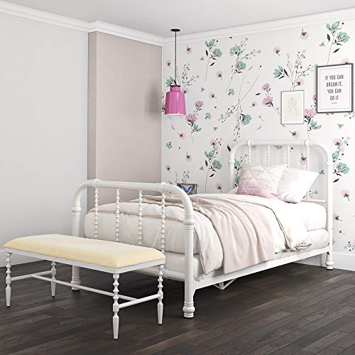 DHP Jenny Lind Metal Twin Bed Frame in White