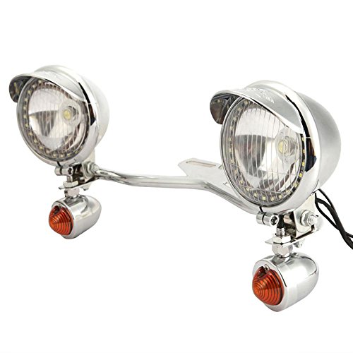 INNOGLOW Motorcycle Driving Passing Spotlight Light Bar & Turn Signals Cruiser & Headlight (Chrome plated Steel light bar)