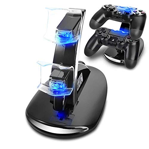 KONKY -PS4 Controller Charger Dock Station Controller Charging Dock Stand, USB Dual Charger Station Accessory with LED Indicator for Playstation 4 / PS4 Slim Pro and PSVR Controller, Black