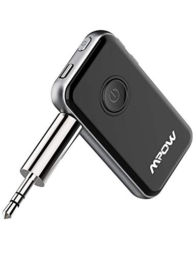 Mpow Bluetooth transmitter and receiver, 2-in-1 Wireless 3.5mm Bluetooth Adapter, Bluetootoh Transmitter for TV/PC/iPod, Bluetooth Audio Receiver for Car/Home Stereo System, Built-in Mic & Dual Link