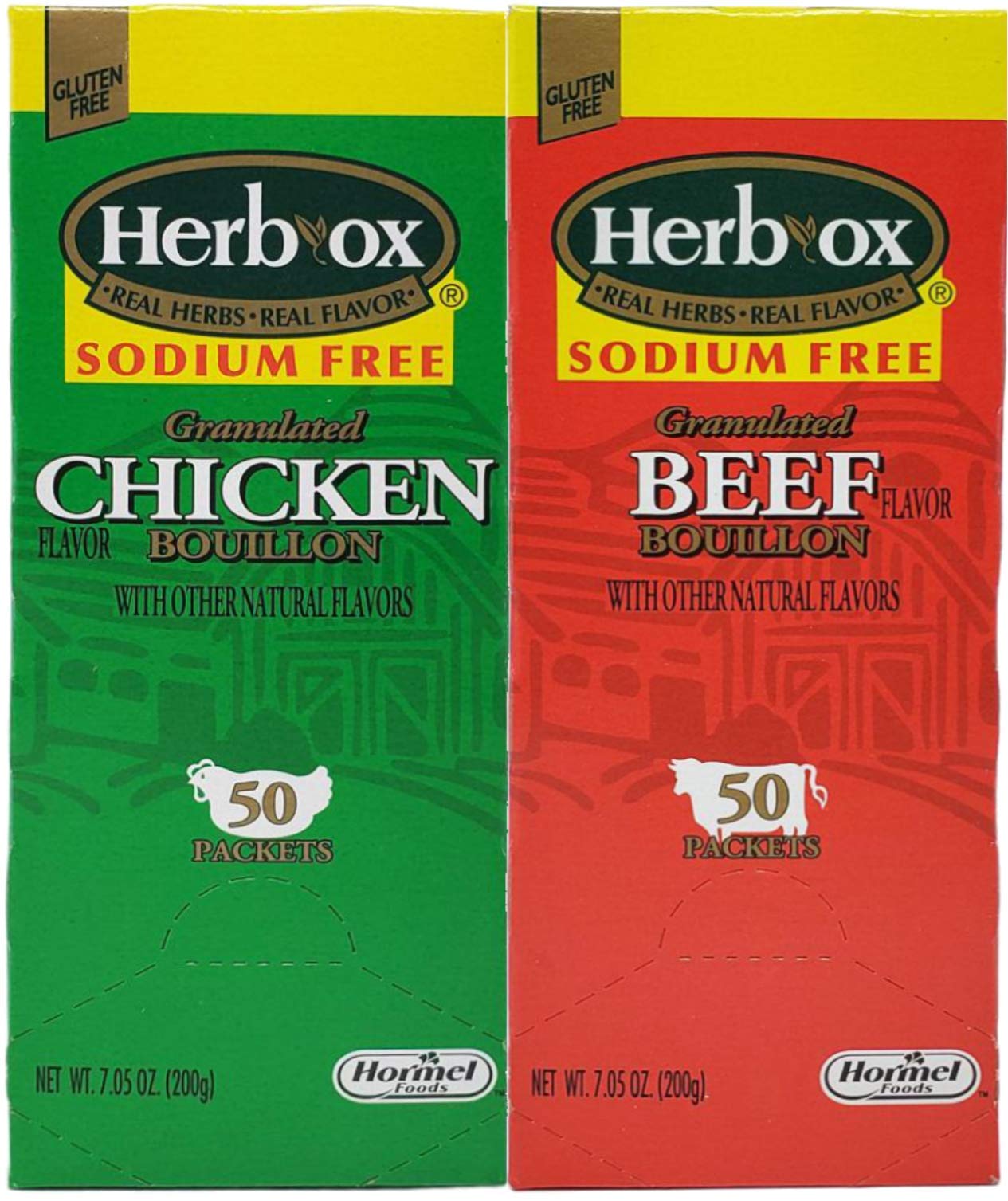 Book Cover Herb-Ox Sodium Free Bouillon Bundle,`Beef and Chicken, 100 Total Packets Beef,Chicken 50 Count (Pack of 2)