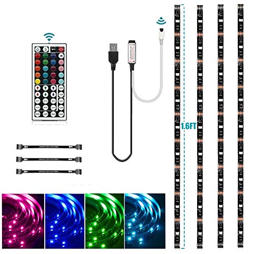 USB LED Strip Lights Kit, Topled Light 4 Pre-Cut 1.64ft/6.56ft LED Light Strips, Color Changing TV Backlights with Remote, RGB 5050 Bias Lighting for TV, PC, Monitor, Home Theater, DIY Decoration