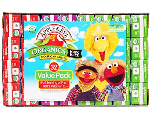 Book Cover Apple & Eve Sesame Street Organics Juice Box Variety Pack, 4.23 Ounce,32 Count
