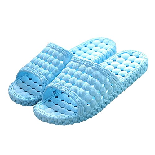 Book Cover Matari Womens Mens Indoor Bathroom Shower Solid Slide-on Slippers Poolside Shoes (7.5-8.5 B(M) Women, Blue)