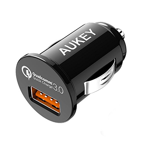 Book Cover AUKEY Car Charger, Flush Fit Quick Charge 3.0 Port for Samsung Galaxy Note8 / S8 / S8+, LG G6 / V20, HTC 10 and More