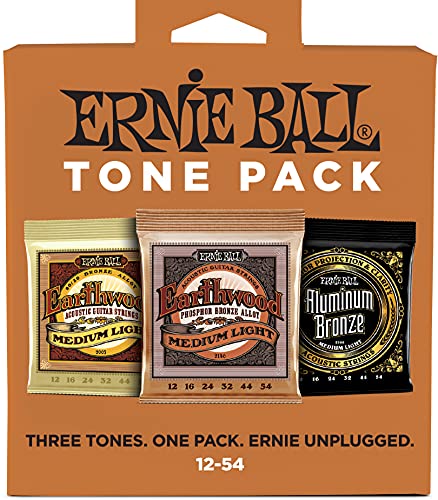 Ernie Ball Acoustic Tone Pack Medium Light Guitar Strings, 12-54 Gauge (P03313)