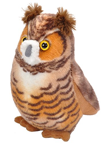 Wild Republic Audubon Birds Great Horned Owl with Authentic Bird Sound, Stuffed Animal, Bird Toys for Kids and Birders