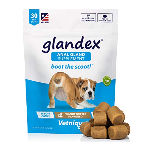 Glandex Anal Gland Soft Chew Treats with Pumpkin for Dogs 30ct Chews with Digestive Enzymes, Probiotics Fiber Supplement for Dogs â€“ Vet Recommended - Boot The Scoot (Peanut Butter) - by Vetnique Labs