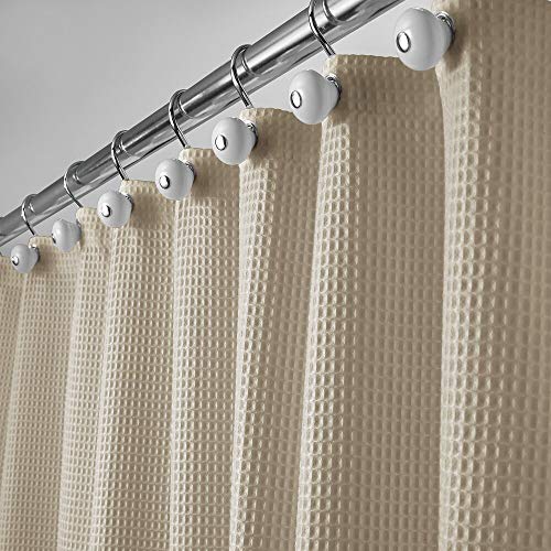 mDesign Hotel-Style Cotton/Polyester Blend Fabric Shower Curtain - Wide, 108" x 72", Beige