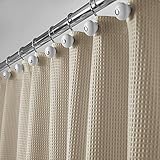 mDesign Extra Wide Hotel Quality Polyester/Cotton Blend Machine Washable Fabric Shower Curtain, Rustproof Metal Grommets - Waffle Weave for Bathroom Showers and Bathtubs - 108" x 72" - Deep Khaki