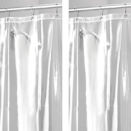 mDesign - 2 Pack - STALL Sized Waterproof, Mold/Mildew Resistant, Heavy Duty Premium Quality 10-Guage Vinyl Shower Curtain Liner for Bathroom Shower Stall and Bathtub - 54" x 78" - Clear