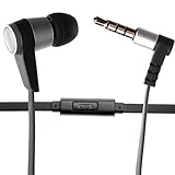 Single Earbud Stereo-to-Mono Headphone w/Mic (Black/Silver), Aluminum with Rubberized Ribbon Cable