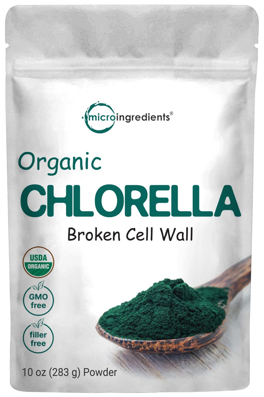 Book Cover Micro Ingredients Organic Chlorella Powder, 10 Ounce, Broken Cell Wall, Rich in Vegan Proteins & Vitamins, Raw, Bulk Premium Chlorella Supplement, Vegan Friendly, Non-Irradiation
