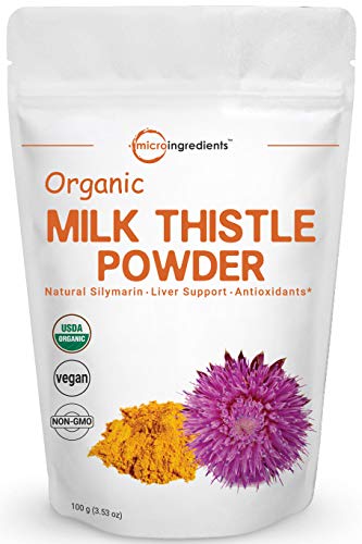 Maximum Strength Organic Milk Thistle Extract, 3.5 Ounces (100 Grams), Pure Milk Thistle Powder Organic, Contains 80% Active Silymarin, Strongly Supports Liver Health and Antioxidant, Vegan Friendly