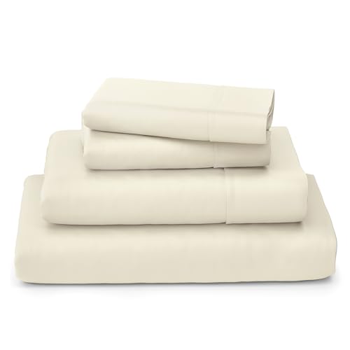Cosy House Collection Luxury Bamboo Sheets - Blend of Rayon Derived from Bamboo - Cooling & Breathable, Silky Soft, 16-Inch Deep Pockets - 4-Piece Bedding Set - King, Cream