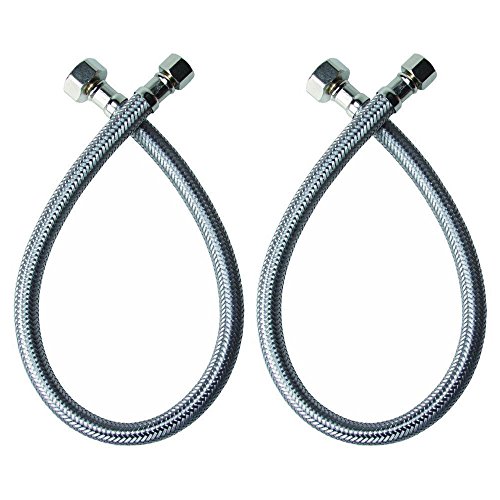 VCCUCINE Braided Stainless Steel - 3/8" Female Compression Thread x 1/2" IPS Female Straight Thread Faucet Connector, 15.7 Inch Length x 2 Pcs (1 Pair)