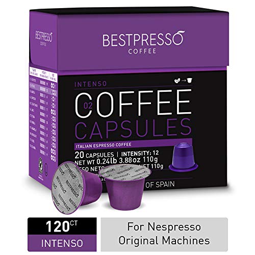Book Cover Bestpresso Coffee for Nespresso Original Machine 120 pods Certified Genuine Espresso Intenso Blend(High Intensity), Pods Compatible with Nespresso Original 60 Days Satisfaction Guarantee