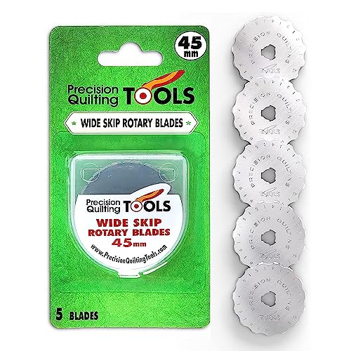 Precision Quilting Tools 45mm Crochet Edge Skip Blades (Pack of 5) Compatible with Cutter! Perfect Wide Skip Blade for Crochet Edge Projects, Fleece, and Scrapbooking!