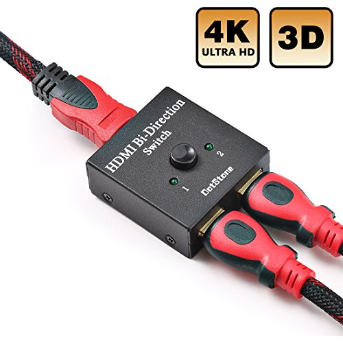 DotStone HDMI Switch Bi-Direction 4K HDMI Splitter 2 x 1/1 x 2 No External Power Required 2 Ports HDMI Switcher Supports Ultra HD 4K 3D 1080P for PS4 Xbox Fire Stick Roku