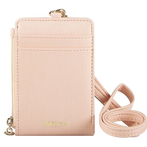 Indressme Womens Cute Candy Color Bifold ID Badge Holder with Lanyard Wallet
