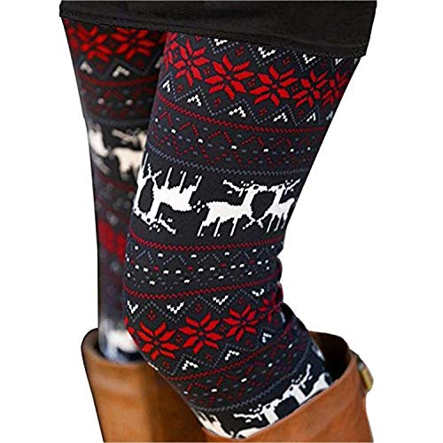 Ensasa Christmas Leggings for Women, Fleeced Lined Winter Leggings for Women in Snowflake Pattern, Plus Size Girl Pants