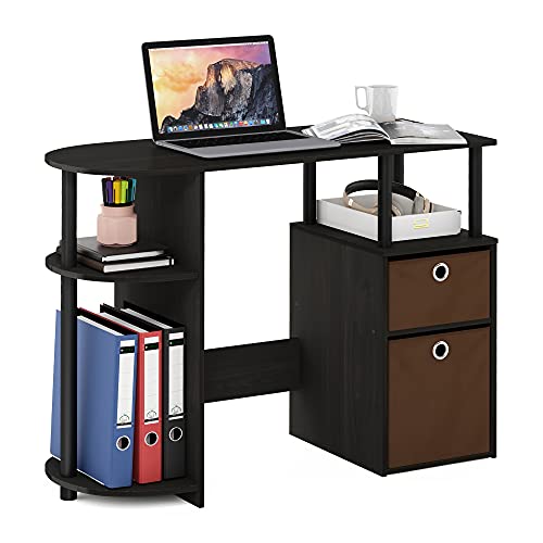 Furinno 15111EXBKBR JAYA Simplistic Computer Study Desk with Bin Drawers, Espresso