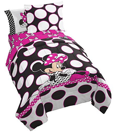 Disney Minnie Mouse 'Dots are the New Black' 5 Piece Twin Bed In A Bag