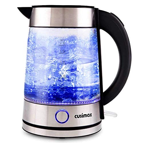 Cusimax Electric Kettle, 1.7L Tea Kettle, 1500W Illuminating Water Kettle Stainless Steel with Auto Shut-Off and Boil-Dry Protection CMWKN-150