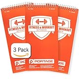 Portage Fitness & Workout Notebook - Fitness Journal, Workout Log, Exercise & Weight Training Notebook Planner, Fitness Tracker Log for Bodybuilding – 4 x 8 Inches, 140 Pages, 70 Sheets (Pack of 3)