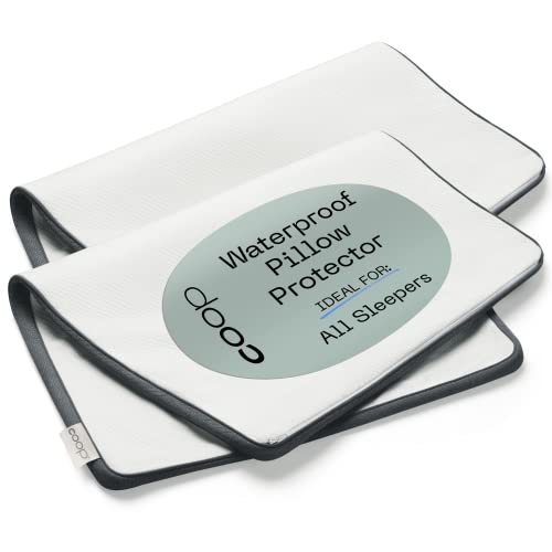 Coop Home Goods - Waterproof Pillow Protector for Memory Foam Pillows - Pack of 2 Queen Pillow Covers - Oeko-Tex Certified Breathable, Zippered Pillow Covers, Machine Washable - Queen Size Set of 2