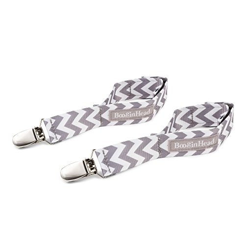 BooginHead BlanketGrip Baby Blanket Strap for Strollers and Car Seats, Gray Chevron