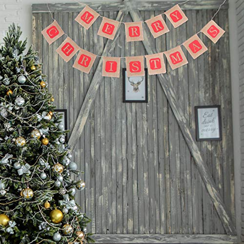 NUOLUX Merry Christmas Jute Burlap Banners,Christmas Banner,Christmas Decoration
