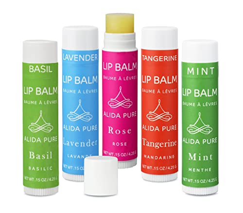Vegan, Lip Balm by ALIDA PURE, Aria Lip Balm Collection, Beeswax Free, Coconut Oil Free, Organic Jojoba Oil, Avocado Oil, Candelilla Wax, and Vitamin E, Natural Lip Moisturizer | Lip Gloss for Dry, Chapped, Lips