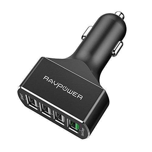 Book Cover RAVPower Quick Charge 3.0 Car Charger 54W 4-Port Car Adapter, QC3.0 Compatible Galaxy S9 S8 S7 S6 Edge Note 8, iSmart Compatible iPhone XS XR X 8 7 Plus, iPad Pro Air Mini and More