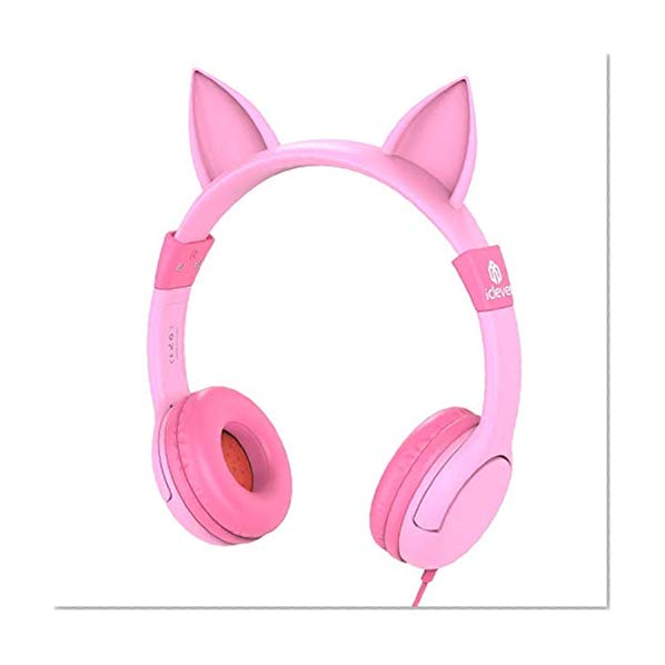 Casque Audio Enfant, iclever, Écouteurs Enfants Anti-Bruit Limiteur Volume avec l'oreille de Chat stéréo réglable bébé Casque pour la Surface iPod iPhone iPad Mini,iPad Air,PC MP3, Rose