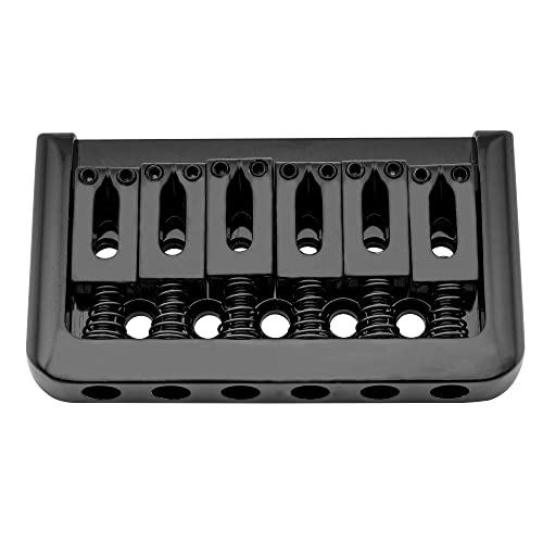 Musiclily Edged Non Tremolo Fixed Electric Guitar Hardtail Bridge for 6 String Fender Strat Tele Guitar, Black