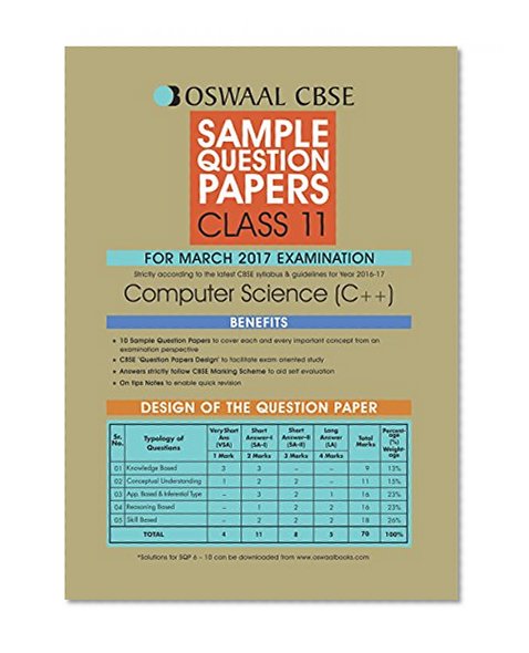 Oswaal CBSE CCE Sample Question Papers For Class 11 Computer Science C++ ( For 2017 Exams)