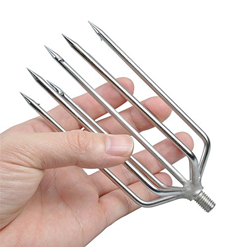 Cyfie Fishing Harpoon, 5-Prong 7-Prong Stainless Steel Fishing Gig Gaff Hook with 8mm Screw, for Hunting Fish Frog in Pond River Lake etc. Capable for Fishing Pole (7 Prong with 8mm Screw)