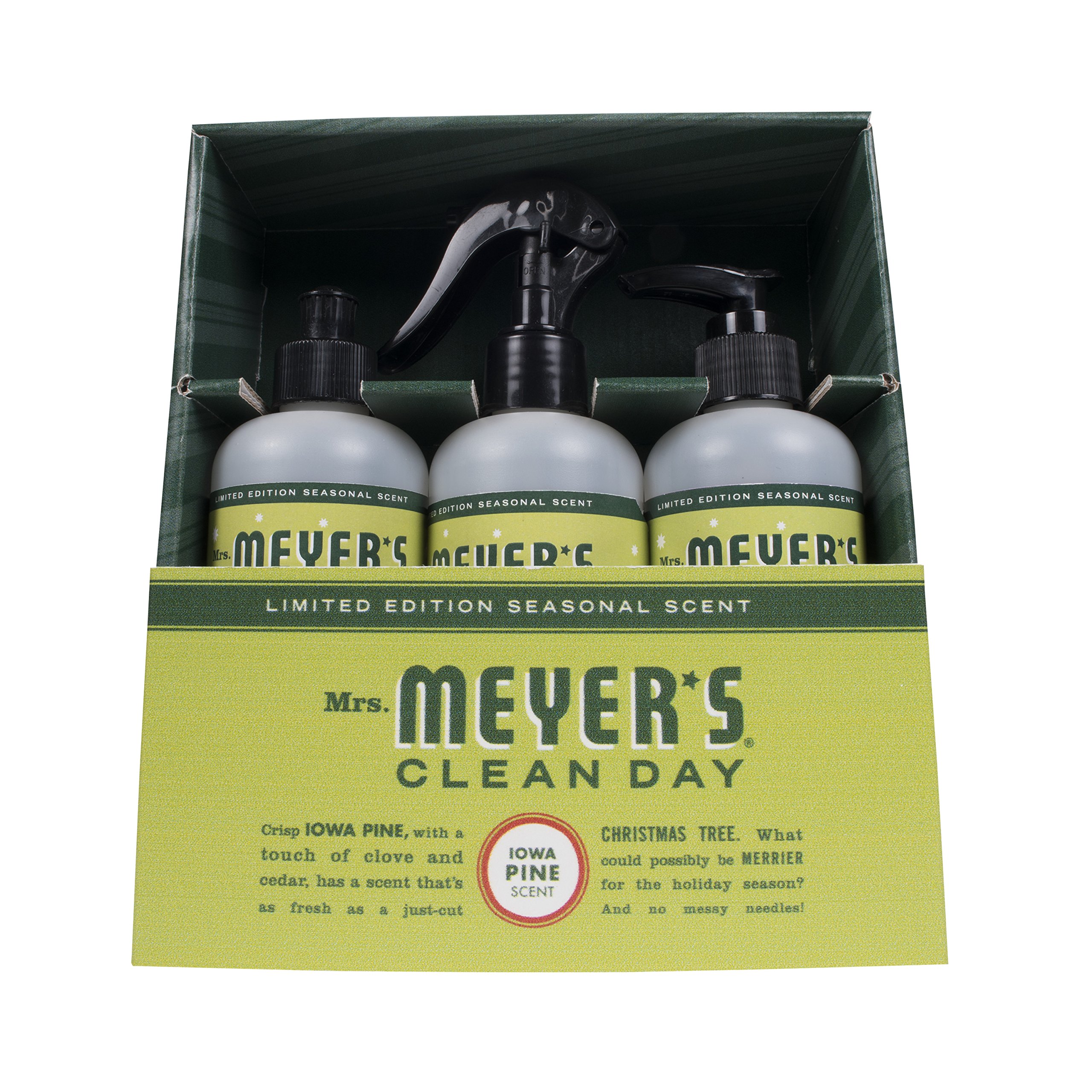 Mrs. Meyer's Kitchen Essentials Set, Includes: Hand Soap, Dish Soap, and Multi-Surface Cleaner, Iowa Pine, 3 Count Pack