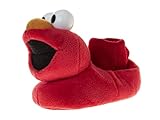 Sesame Street Elmo Unisex-Child Little Kids Sock Top Slipper, Laugh Red, 5-6 Toddler